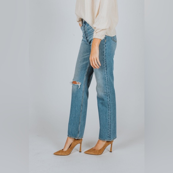 Rag & Bone Alex High Rise Straight Leg Jeans Light Wash Distressed 90s Denim 27 - Picture 4 of 12